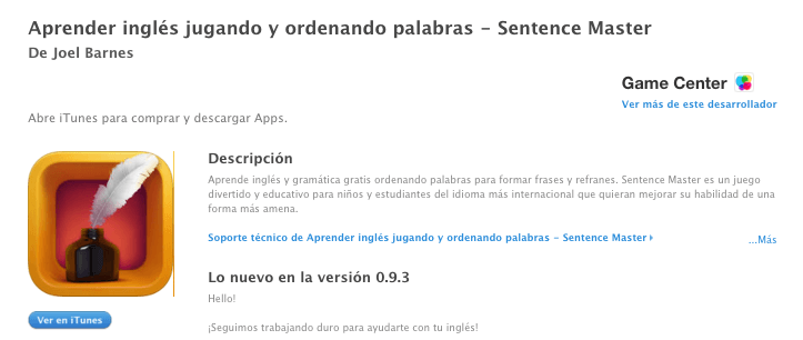 ASO y keywords para sentence master